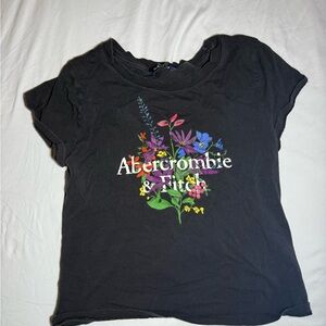 Abercrombie & Fitch Black Tee with Colorful Floral Design